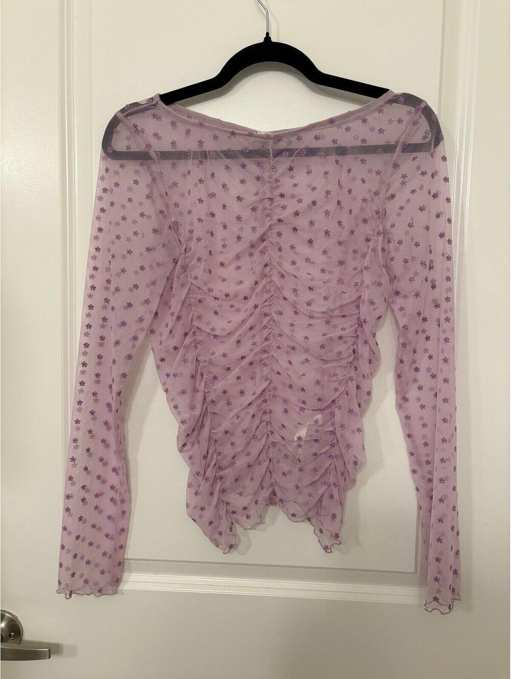 Free People Intimately Purple Mesh Ruched Top Size M